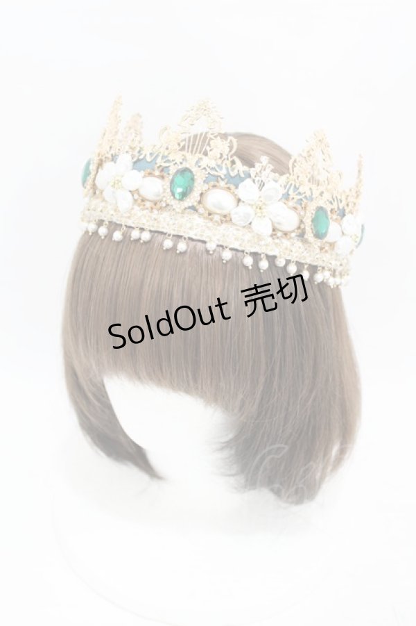 画像1: Long Ears&Sharp Ears（海外ロリータブランド） / The Kingdom of Fairies The Queen's Coronation Jewelry Crown  グリーン H-25-05-18-1010-0-AC-NS-ZH (1)