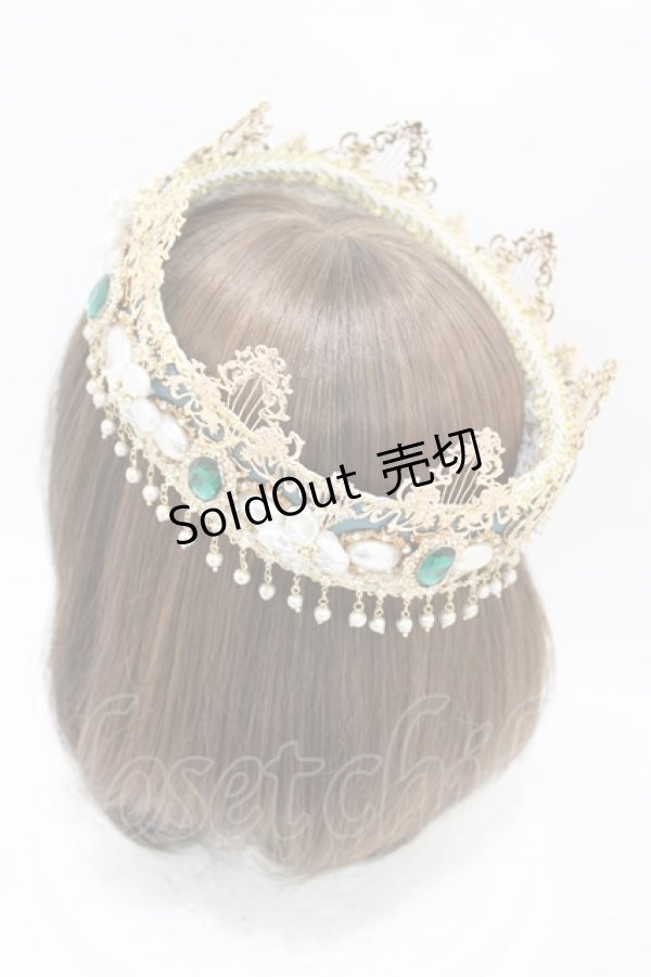 画像2: Long Ears&Sharp Ears（海外ロリータブランド） / The Kingdom of Fairies The Queen's Coronation Jewelry Crown  グリーン H-25-05-18-1010-0-AC-NS-ZH (2)