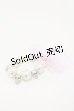 画像: MILK / スカルパールブレスレット  シルバースカル×ピンクリボン H-25-05-18-012-ML-AC-KB-ZH
