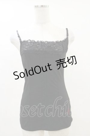 画像: Ozz oneste / ローズクロス刺繍キャミ  黒 H-25-05-18-022-OO-TO-KB-ZH