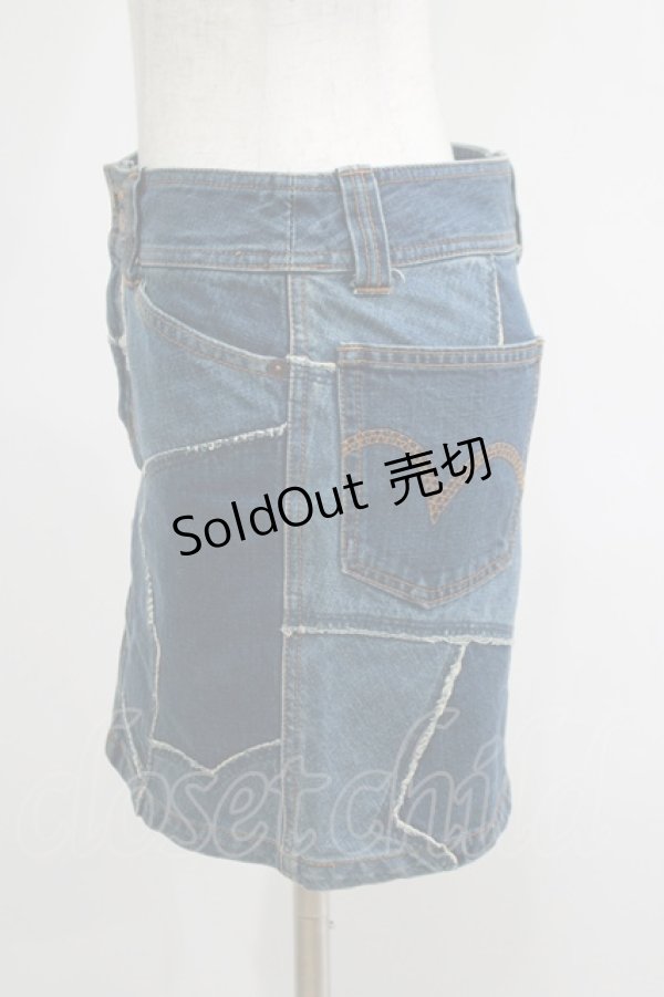画像2: HYSTERIC GLAMOUR / パッチデニムスカート  ブルー H-25-05-19-043-PU-SK-KB-ZH (2)
