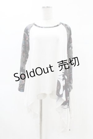 画像: Qutie Frash / 和柄ラグランカットソー  白 H-25-05-19-1044-QU-TO-KB-ZH