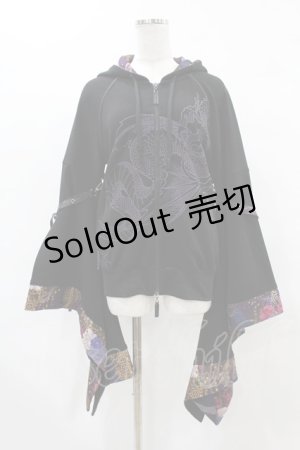 画像: Qutie Frash / 着物パーカー  黒 H-25-05-19-1052-QU-TO-KB-ZH