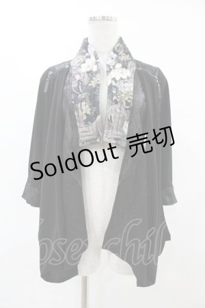 画像: Qutie Frash / 和柄衿変形ボレロ  黒 H-25-05-19-1056-QU-TO-KB-ZH