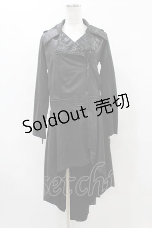 画像: Qutie Frash / ライダースジャケットワンピース  黒 H-25-05-19-1060-QU-OP-KB-ZH