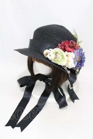 画像: Triple fortune / フェザーコサージュHAT  ブラック H-25-05-19-1005-EL-AC-KB-ZH