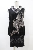 画像1: Qutie Frash / 着物衿ノースリーブチュニ  黒 H-25-05-19-1038-QU-TO-KB-ZH (1)