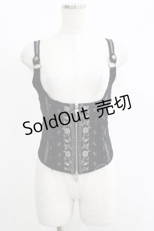 画像: Ozz oneste / 薔薇刺繍ホルタービスチェ  黒 H-25-05-19-052-OO-TO-KB-ZH