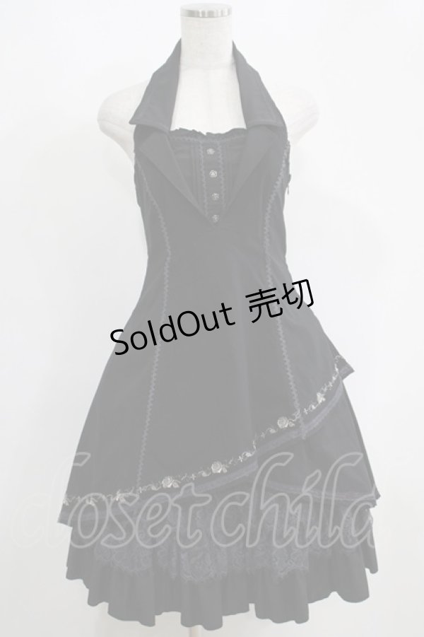 画像1: Ozz oneste / 薔薇刺繍ホルターワンピース  黒 H-25-05-19-006-OO-OP-KB-ZH (1)