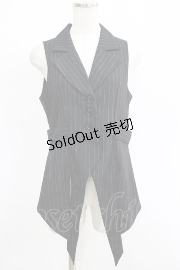 画像1: PEACE NOW / ストライプベスト M 黒 H-25-08-26-002-PU-JA-KB-ZH (1)