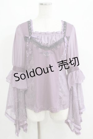 画像: Ozz oneste / レース姫袖カットソー  パープル H-25-05-19-066-OO-TO-KB-ZH