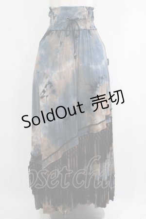画像: Ozz Croce / フリンジロングスカート  紺×茶ムラ染 H-25-05-19-014-OO-SK-KB-ZH