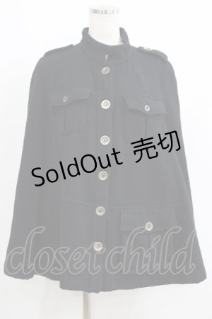 画像: PEACE NOW / ボタンウールマント M 黒 H-25-05-19-017-PU-CO-KB-ZT-C063