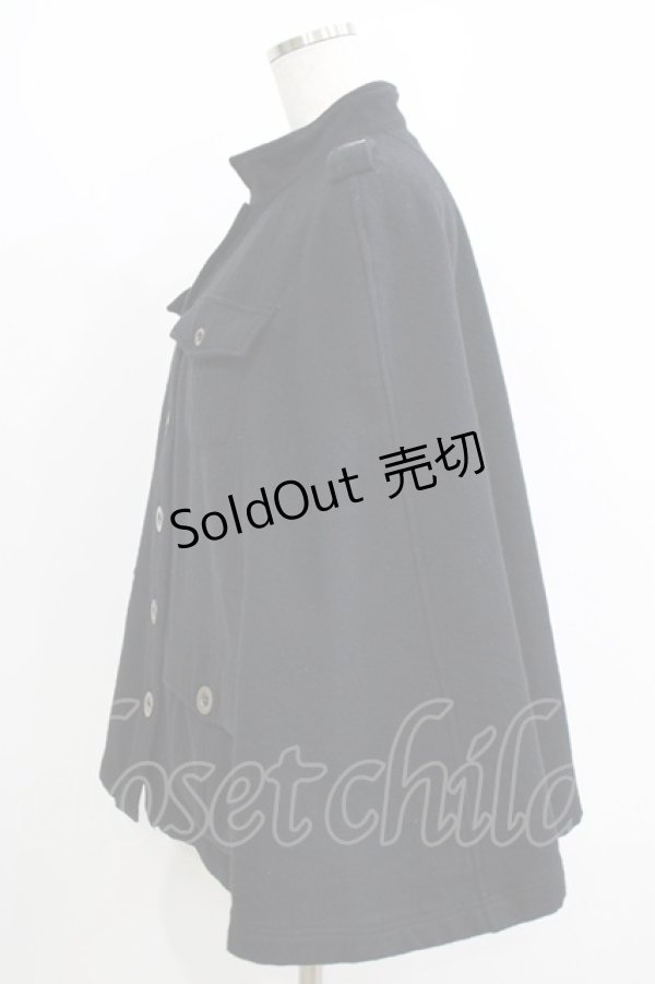 画像2: PEACE NOW / ボタンウールマント M 黒 H-25-05-19-017-PU-CO-KB-ZT-C063 (2)