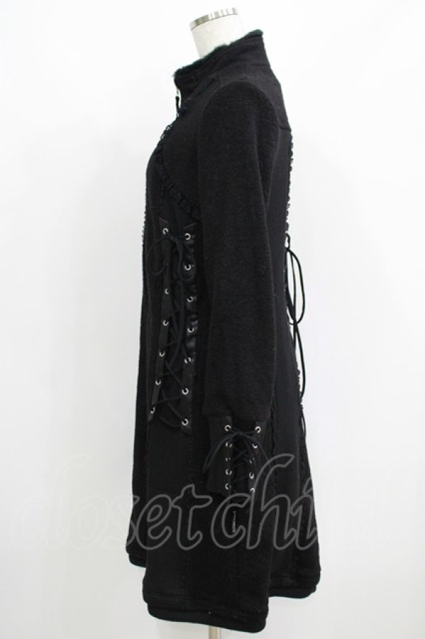 画像2: Ozz oneste / リブ切替刺繍ZIPコート  黒 H-25-05-19-021-OO-CO-KB-C063 (2)