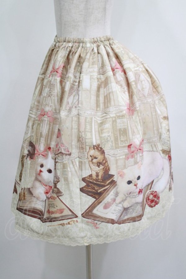 画像2: Enchantlic Enchantilly / Queen Cat〜秘密の書斎〜スカート Free アイボリー H-25-05-20-022-LO-SK-NS-ZH (2)