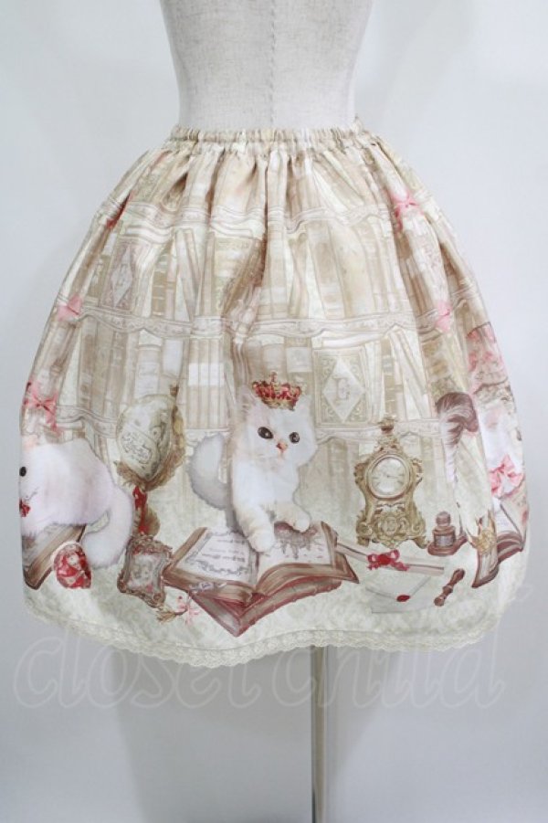 画像3: Enchantlic Enchantilly / Queen Cat〜秘密の書斎〜スカート Free アイボリー H-25-05-20-022-LO-SK-NS-ZH (3)