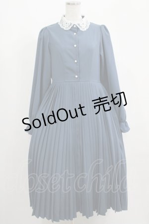 画像: m petit by misako / レース襟プリーツワンピース M ブルー H-25-05-20-035-LO-OP-NS-ZH
