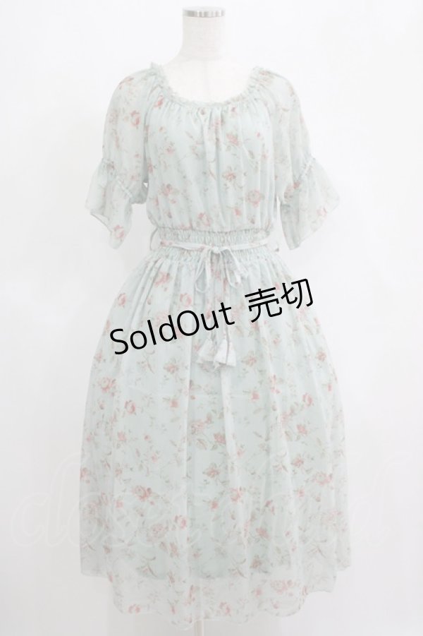 画像1: an another angelus / フラワーシフォンオフショルワンピース Free MINT H-25-05-20-036-CA-OP-NS-ZH (1)