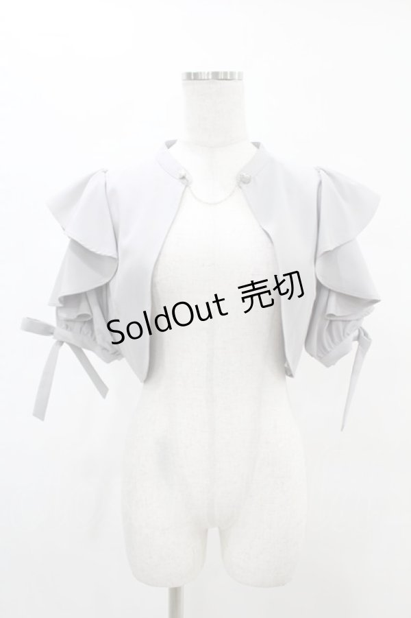 画像1: axes femme POETIQUE / フリル半袖ショートボレロ M グレー H-25-05-20-1049-AX-TO-NS-ZH (1)