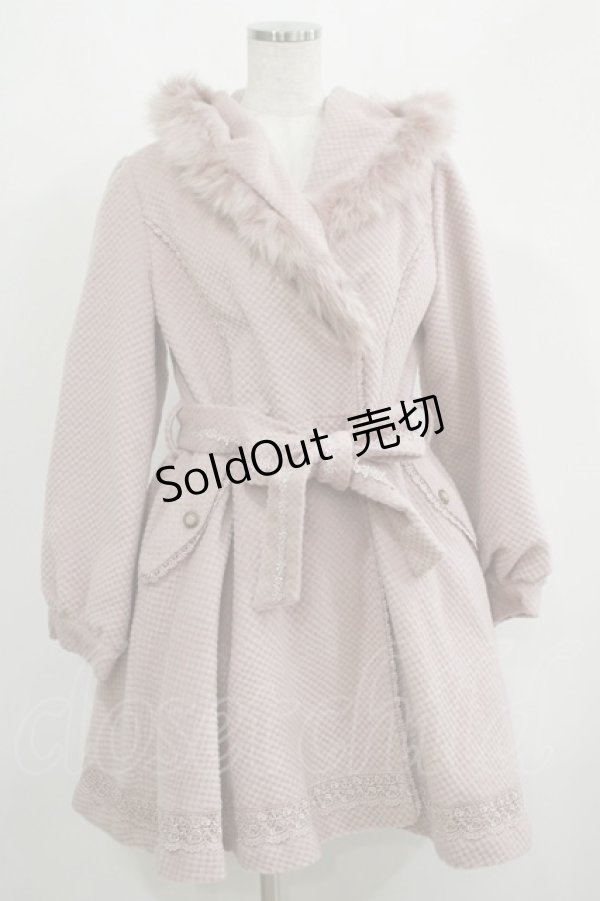 画像1: axes femme / 裾レース使いフード付きコート M ピンク H-25-05-20-041-AX-CO-NS-ZT-C061 (1)