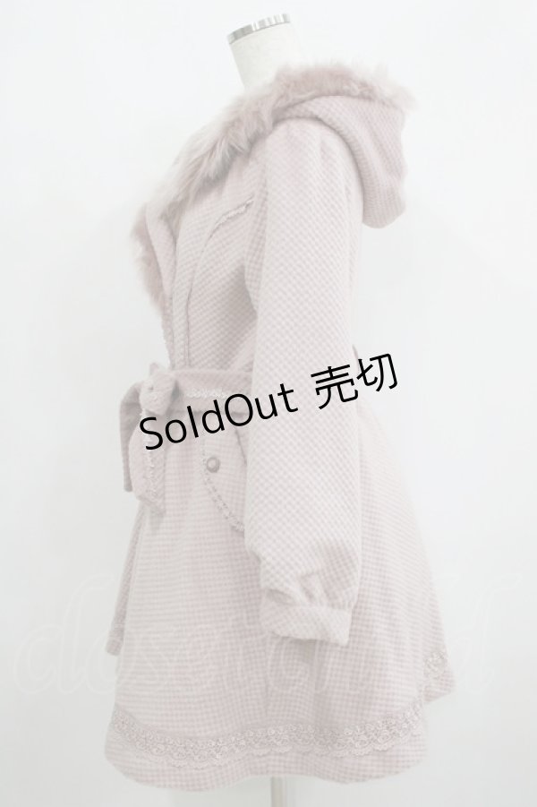 画像2: axes femme / 裾レース使いフード付きコート M ピンク H-25-05-20-041-AX-CO-NS-ZT-C061 (2)