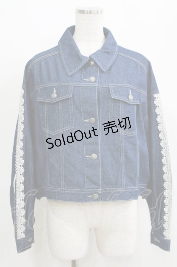 画像1: axes femme / レース×ラインデニムジャケット Free インディゴ H-25-05-20-053-AX-JA-NS-ZH (1)
