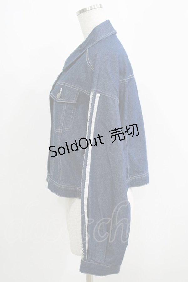 画像2: axes femme / レース×ラインデニムジャケット Free インディゴ H-25-05-20-053-AX-JA-NS-ZH (2)