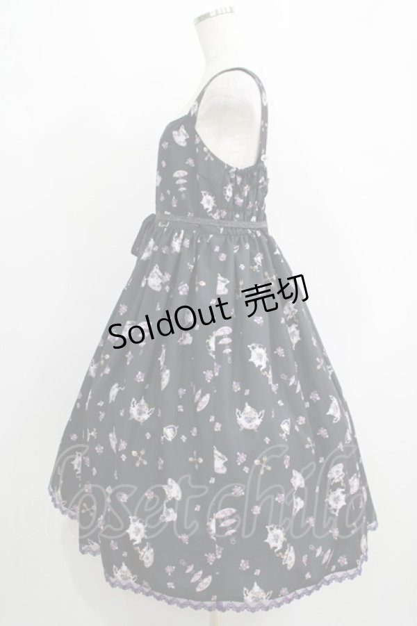 画像2: Enchantlic Enchantilly / すみれのお茶会エレガントジャンパースカート 大きいサイズ ブラック H-25-05-20-006-LO-OP-NS-ZH (2)