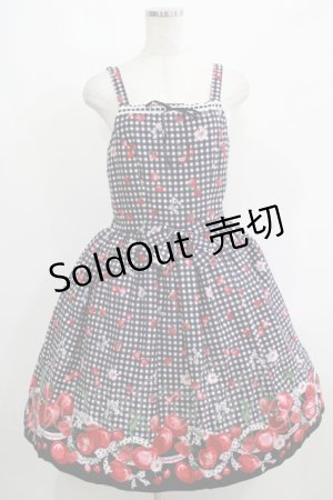 画像: metamorphose / ギンガムチェリーはしごレースジャンパースカート Free ブラック H-25-05-20-009-ME-OP-NS-ZH