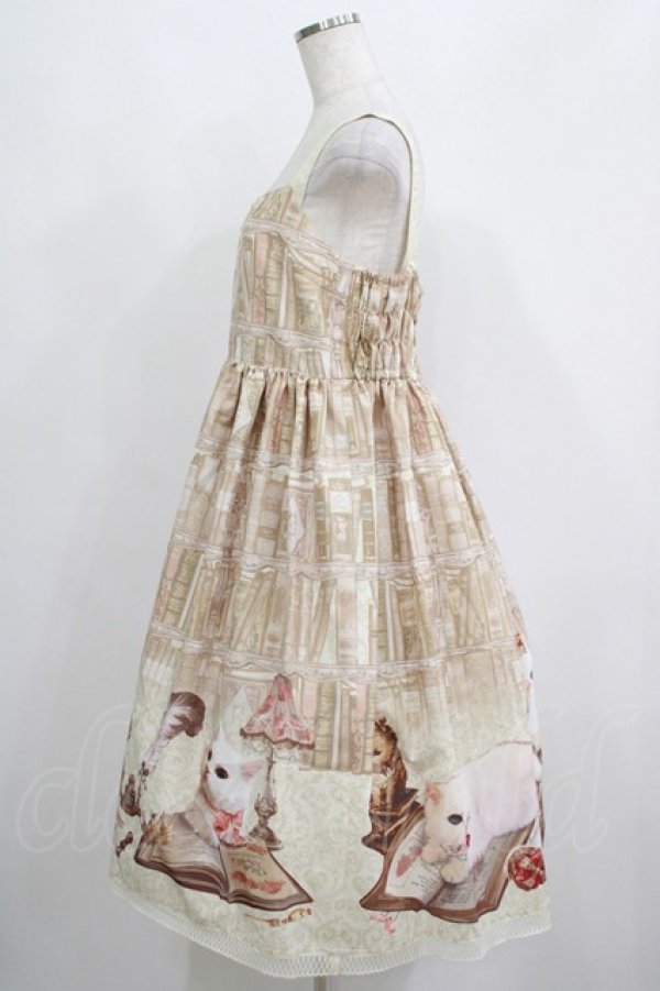 画像2: Enchantlic Enchantilly / Queen Cat〜秘密の書斎〜ジャンパースカート 大きいサイズ アイボリー H-25-05-20-014-LO-OP-NS-ZH (2)