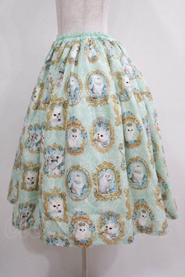 画像2: Enchantlic Enchantilly / 猫の女王の肖像画スカート Free ミント H-25-05-20-016-LO-SK-NS-ZH (2)