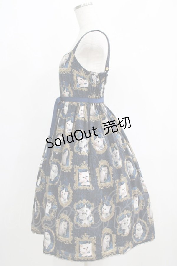 画像2: Enchantlic Enchantilly / 猫の王女達の肖像画ジャンパースカート Free ネイビー H-25-05-21-003-LO-OP-NS-ZH (2)
