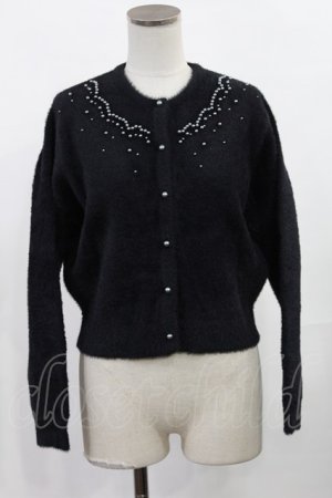 画像: an another angelus / スカラップパール刺繍ファーライクニットカーディガン Free ブラック H-25-05-21-1017-CA-TO-NS-ZH