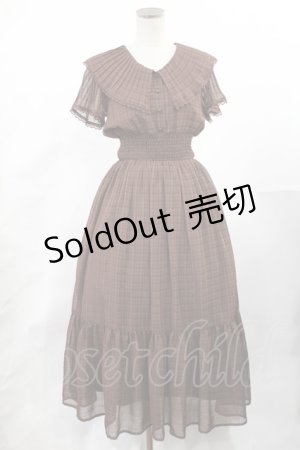 画像: an another angelus / プリーツフリル衿シアーチェックワンピース Free BROWN H-25-05-21-1002-CA-OP-NS-ZH