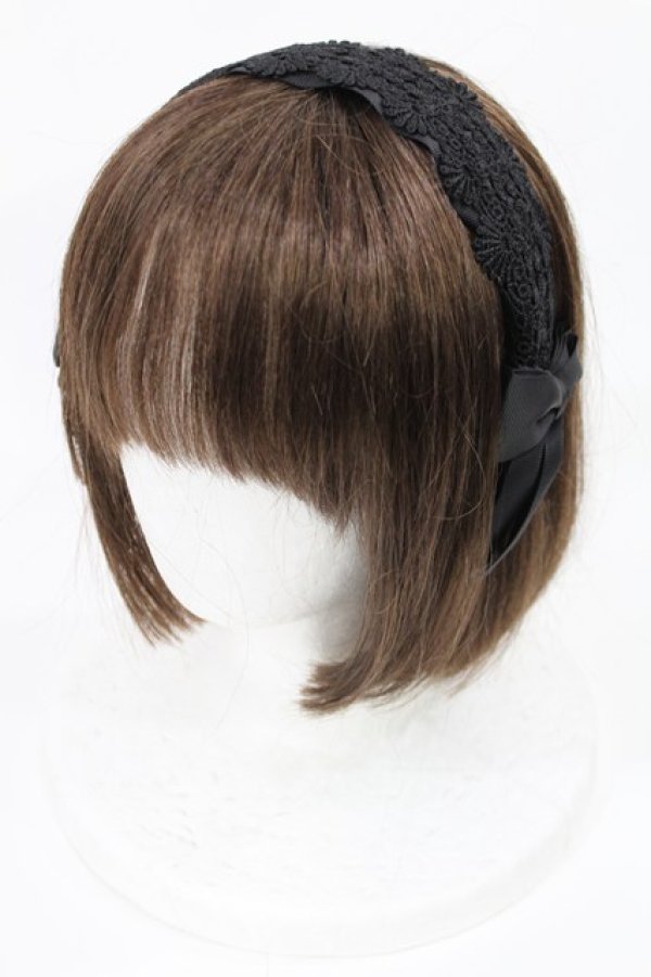 画像1: m petit by misako / レースリボンカチューシャ  ブラック H-25-05-21-1024-LO-AC-YZ-ZH (1)