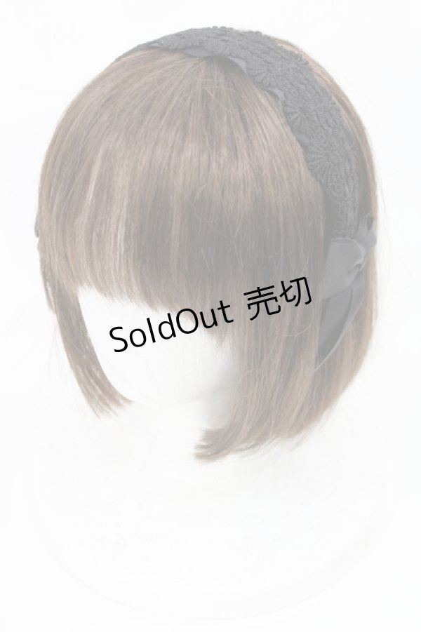 画像1: m petit by misako / レースリボンカチューシャ  ブラック H-25-05-21-1024-LO-AC-YZ-ZH (1)