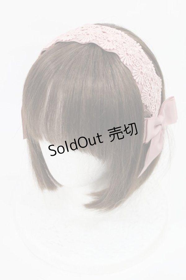 画像1: m petit by misako / レースリボンカチューシャ  ピンク H-25-05-21-1028-LO-AC-YZ-ZH (1)
