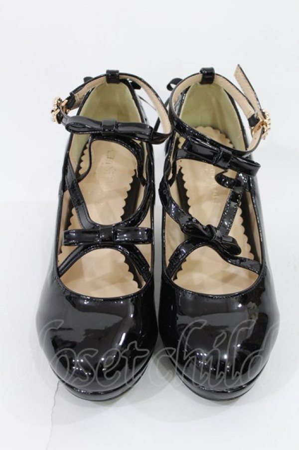 画像1: axes femme POETIQUE / レースアップエナメルパンプス M ブラック H-25-05-21-1035-AX-SH-NS-ZH (1)