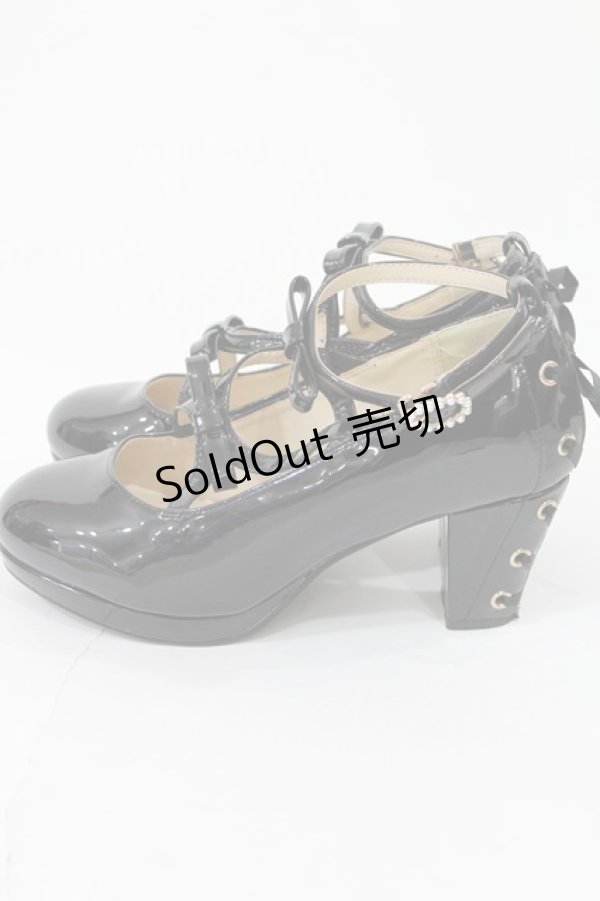 画像2: axes femme POETIQUE / レースアップエナメルパンプス M ブラック H-25-05-21-1035-AX-SH-NS-ZH (2)
