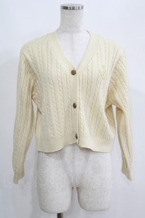 画像: Fi.n.t / モノグラムロゴ刺繍ケーブルニットカーディガン Free IVORY H-25-05-21-066-CA-TO-NS-ZH