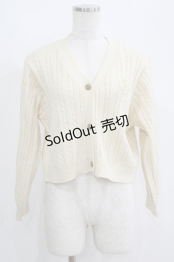 画像1: Fi.n.t / モノグラムロゴ刺繍ケーブルニットカーディガン Free IVORY H-25-05-21-066-CA-TO-NS-ZT429 (1)