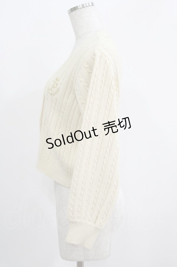 画像2: Fi.n.t / モノグラムロゴ刺繍ケーブルニットカーディガン Free IVORY H-25-05-21-066-CA-TO-NS-ZT429 (2)