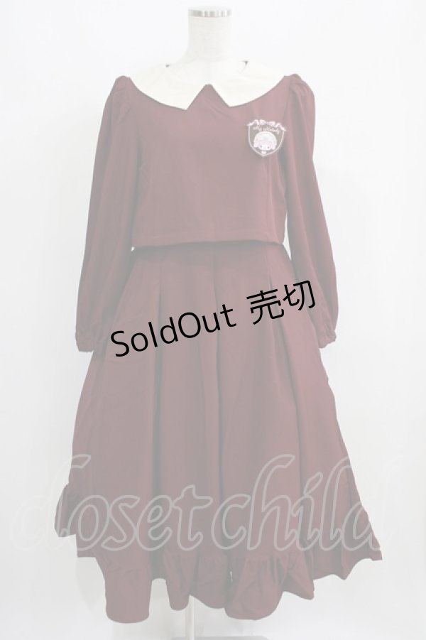 画像1: m petit by misako / サンリオキャラクターズコラボ マイメロディワッペン付きワンピース L ワイン H-25-05-21-015-LO-OP-NS-ZH (1)