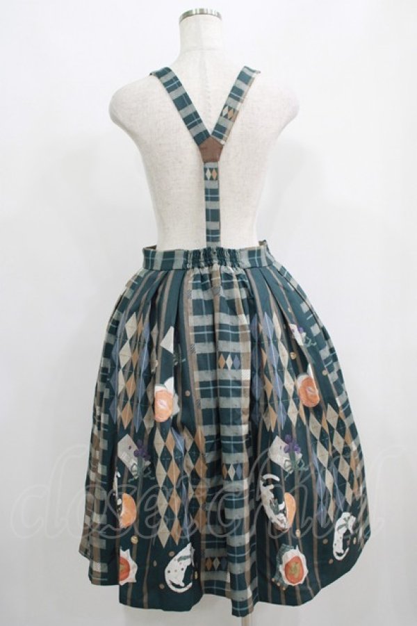 画像3: Forest Wardrobe（海外ロリータブランド） / Bouquet Plaid Strap Skirt XL グリーン H-25-05-21-022-GO-SK-NS-ZH (3)