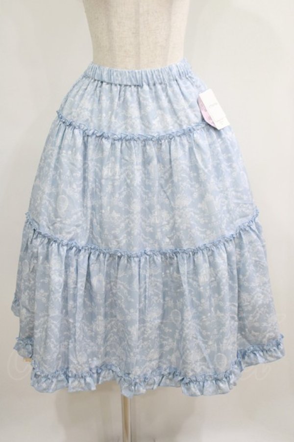 画像1: m petit by misako / NINA'S RVパニエスカート L サックス/アイボリー リバーシブル H-25-05-21-026-LO-SK-NS-ZH (1)