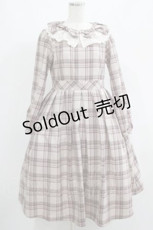 画像: Melody BasKet / リボンとレースカラーのタータンチェックワンピース M ピンクベージュ H-25-05-22-001-LO-OP-KB-ZH