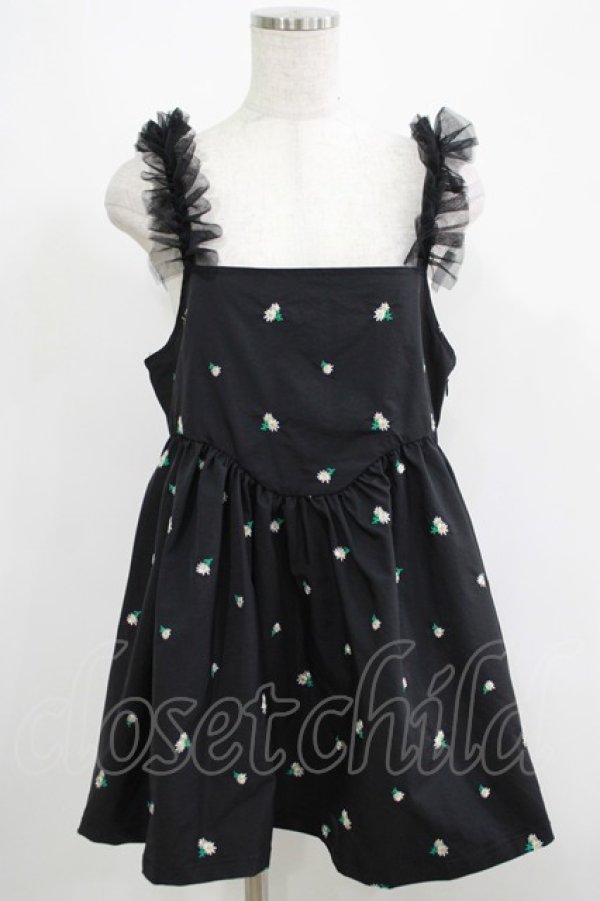 画像1: Candy Stripper / TINY FLOWER MINI ONE-PIECE  ブラック H-25-05-22-026-PU-OP-KB-ZH (1)