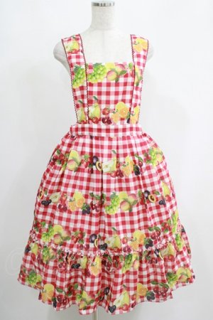 画像: Melody BasKet / Fruits BasKetサロペットスカート  レッド H-25-05-22-004-LO-SK-KB-ZH