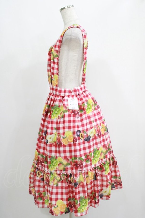 画像2: Melody BasKet / Fruits BasKetサロペットスカート  レッド H-25-05-22-004-LO-SK-KB-ZH (2)